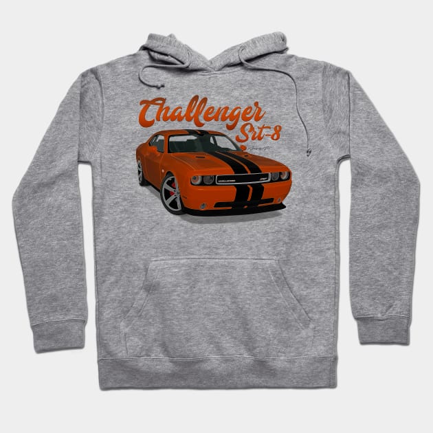 Challenger Srt-8 Orange Stripe Front Hoodie by PjesusArt